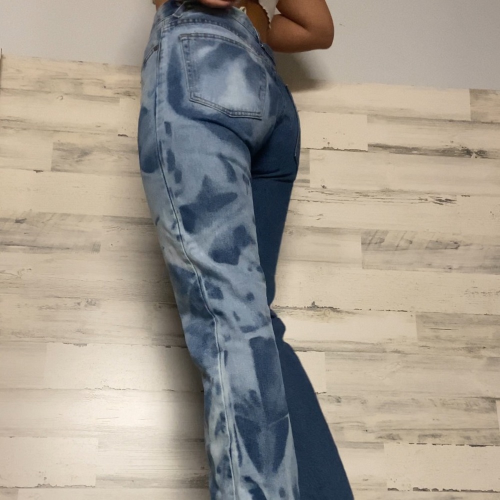 half bleach dyed jeans